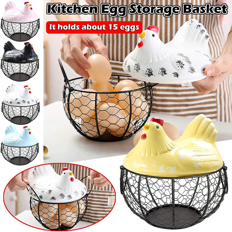 Egg Hen Basket – Cute Chicken Shaped Egg Storage Basket | Kitchen & Home Organizer