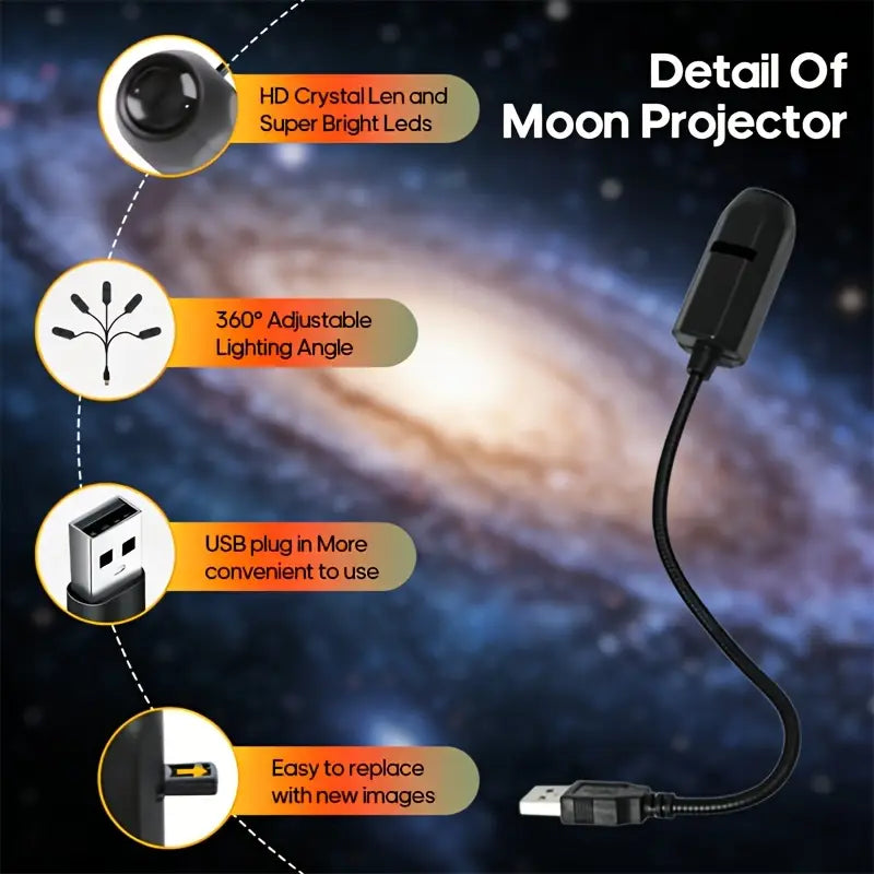 USB Projector Night Light – LED Star Galaxy Projector Lamp for Bedroom & Room Decor