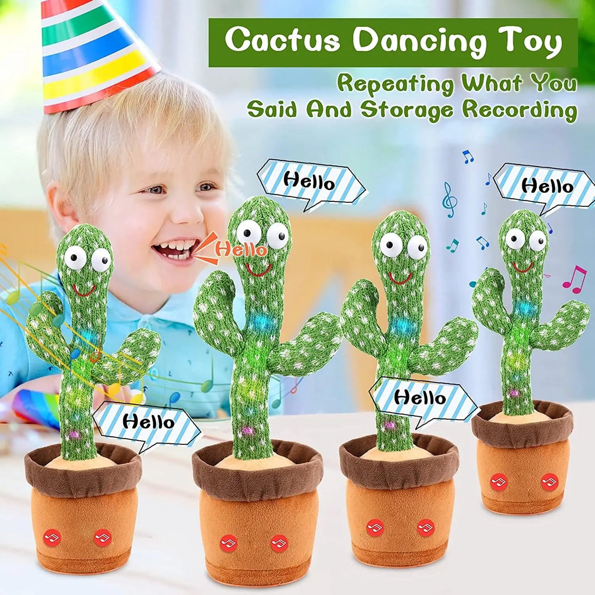 Dancing Talking Cactus Toy – Rechargeable Singing & Dancing Interactive Toy