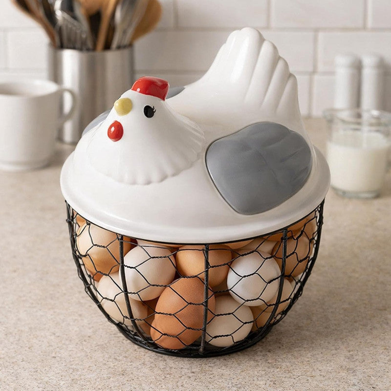 Egg Hen Basket – Cute Chicken Shaped Egg Storage Basket | Kitchen & Home Organizer