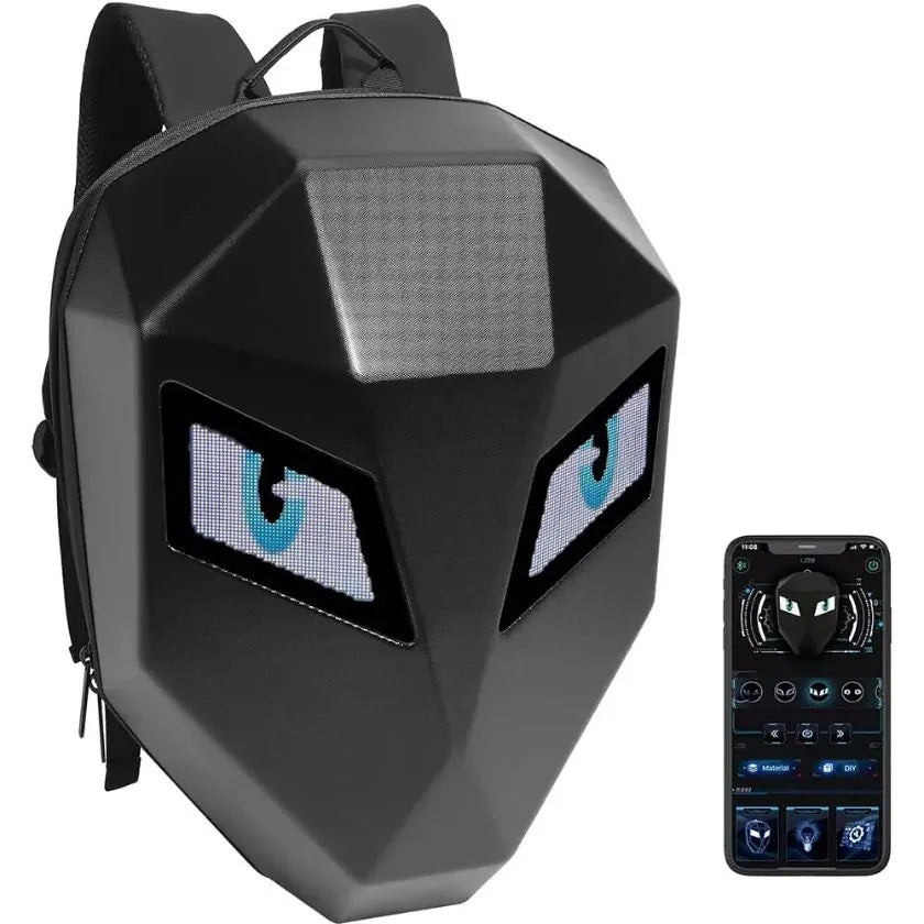 LED Rider Backpack with Glowing Eyes – Stylish USB Rechargeable LED Bag