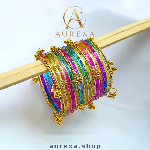 Multi Raindrop Original Kashmiri Glass Bangles for Women