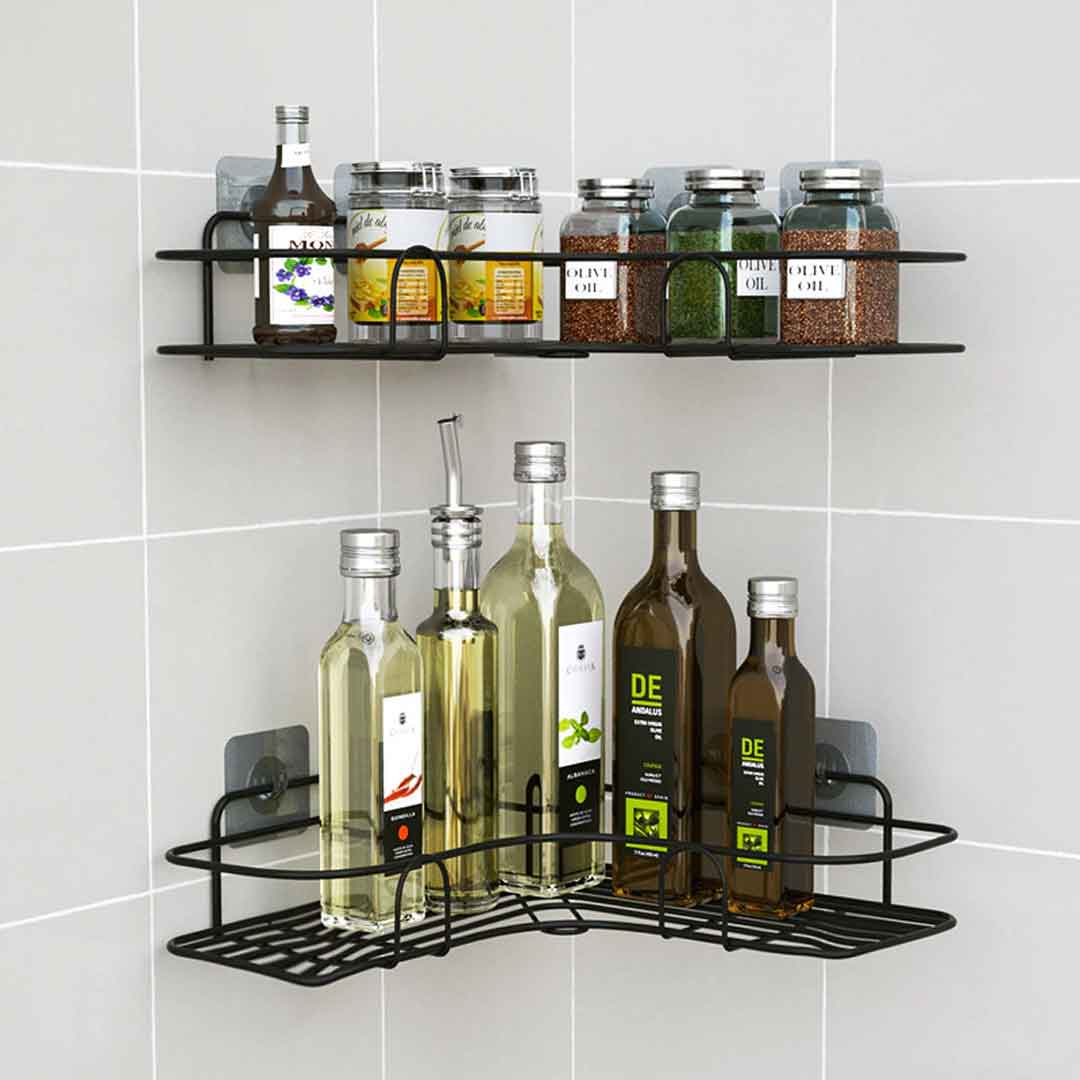 Metal Corner Rack for Bathroom & Kitchen – Space Saving Multi-Purpose Organizer